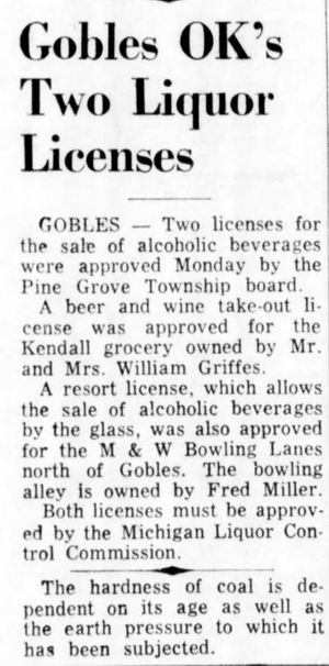 M&W Bowling Lanes - May 1965 Liquor License (newer photo)